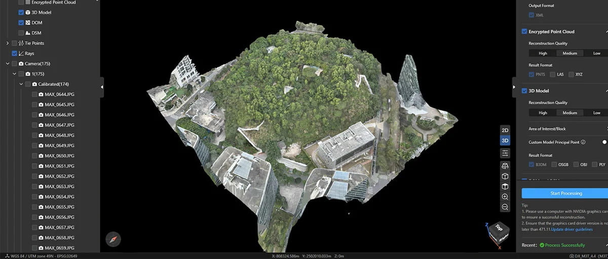 3D reconstruction of terrain and buildings from satellite point cloud data