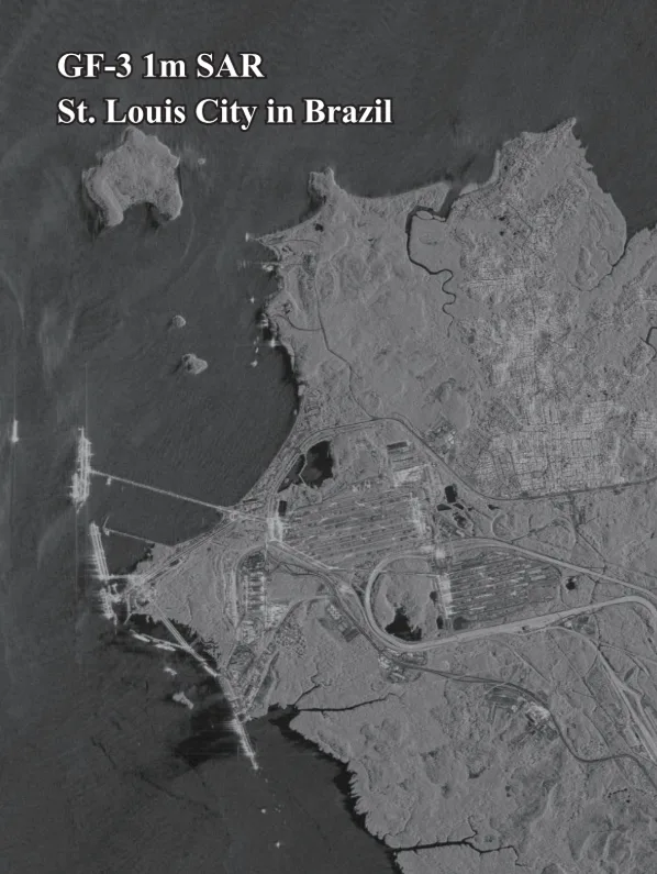 Sample GF-3 SAR imagery showing detailed monitoring of a busy port.