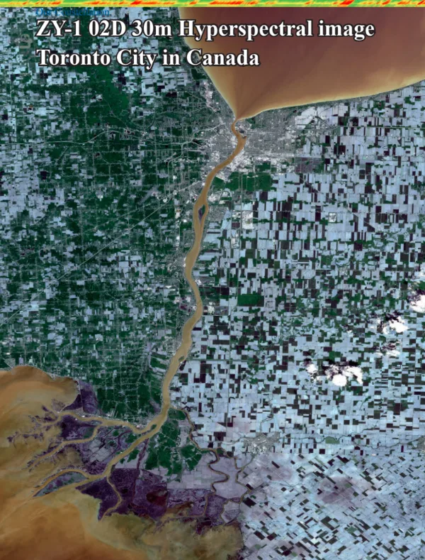 Sample ZY-1 02D hyperspectral imagery showing a detailed land cover classification map.