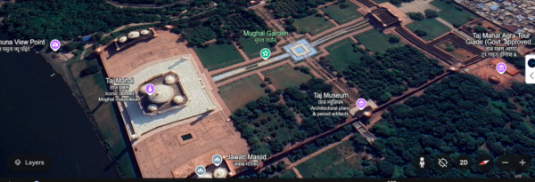 taj mahal satellite images and view