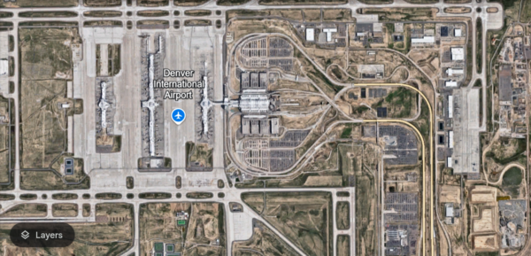 An image of Aerial View of Denver International Airport in google earth