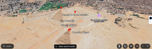 Image of Satellite View of Egyptian Pyramids: Explore Pyramids of Giza Satellite Images