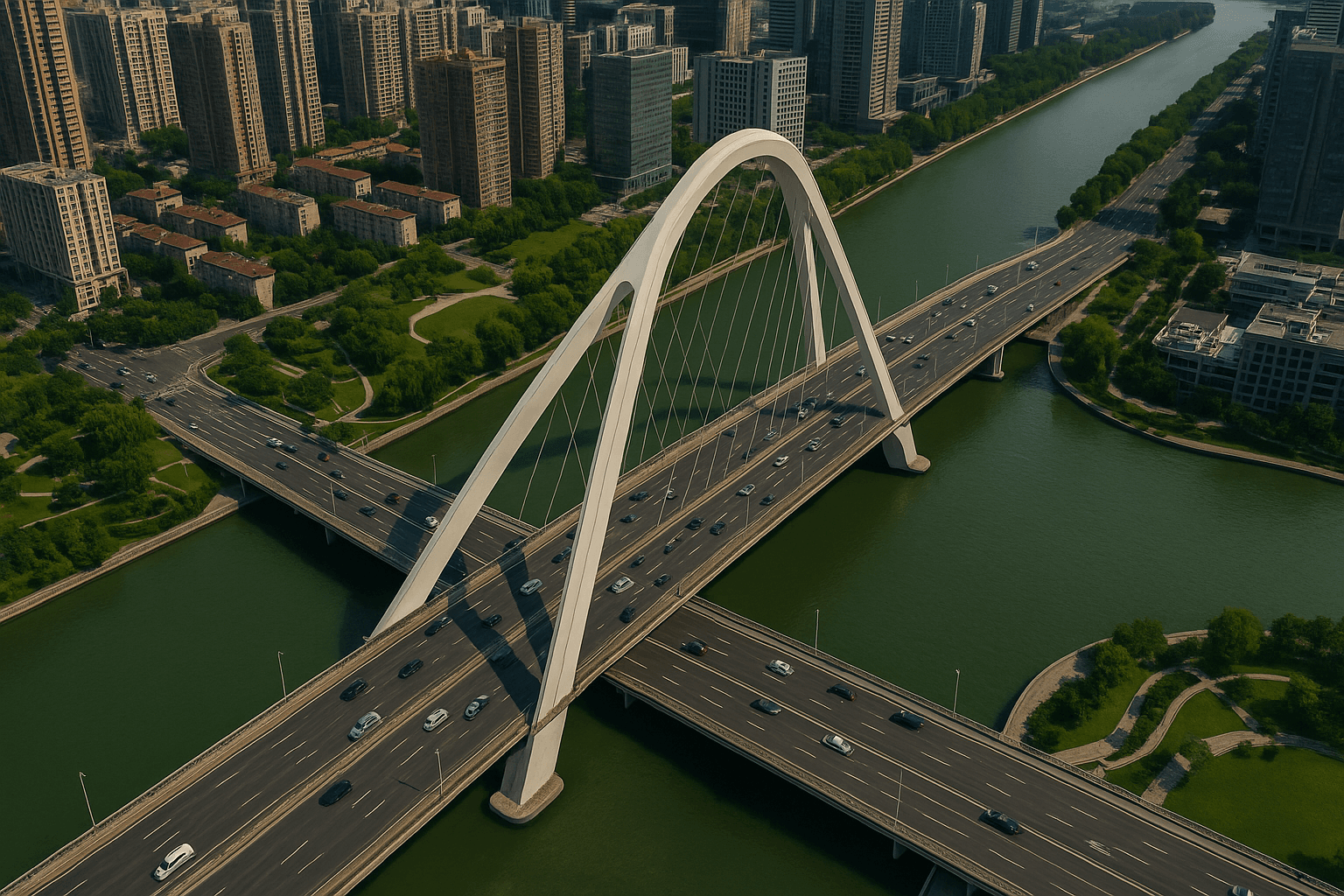 Satellite imagery showing bridge monitoring in Beijing