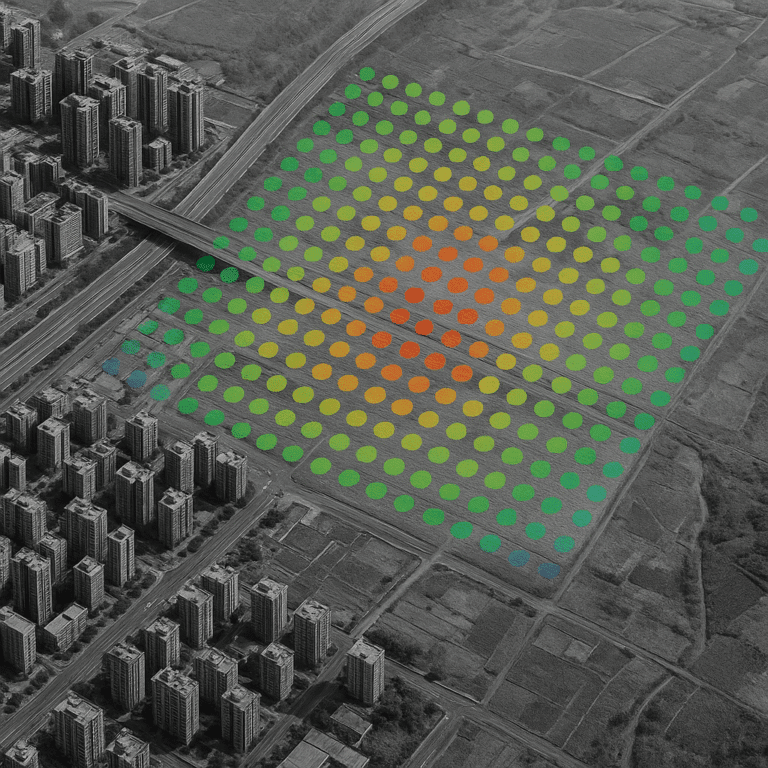 Radar measurement points over critical infrastructure used for satellite deformation monitoring