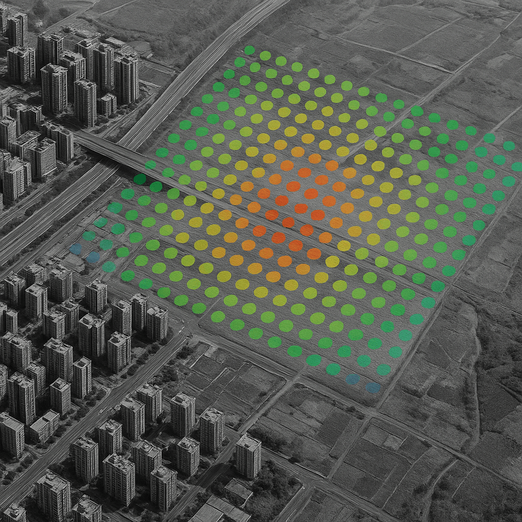 SAR image showing urban infrastructure monitoring.