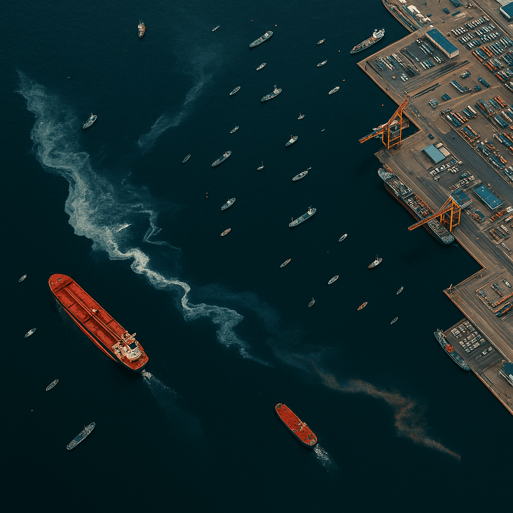Maritime monitoring with 30cm satellite imagery showing port infrastructure and vessel traffic