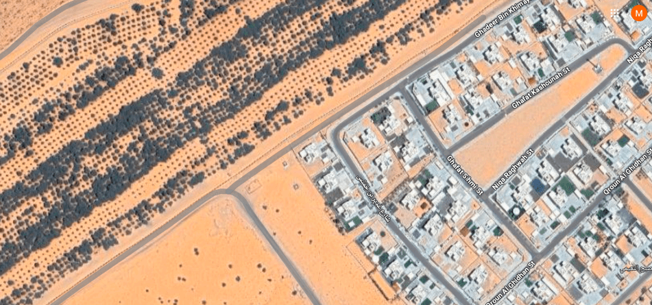Satellite view of the Al Shuwaib area in Abu Dhabi.