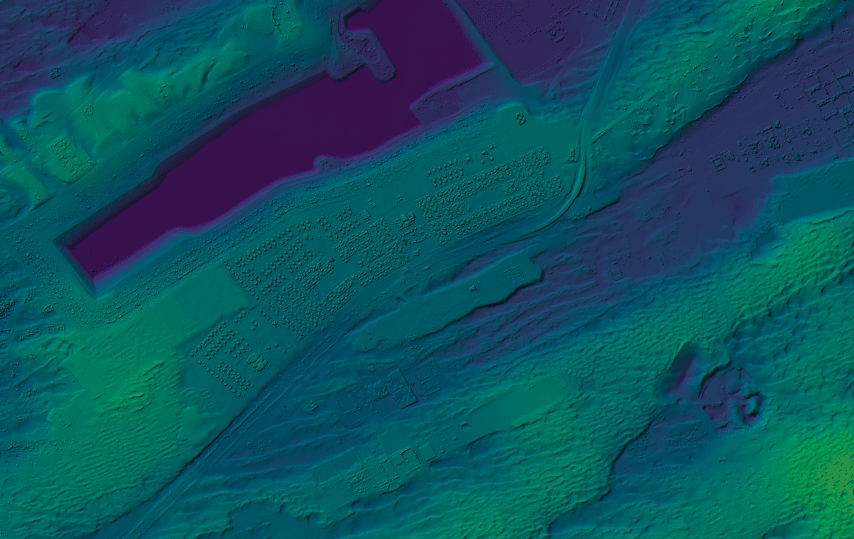 A Digital Surface Model showing the terrain elevation of the Al Shuwaib area.