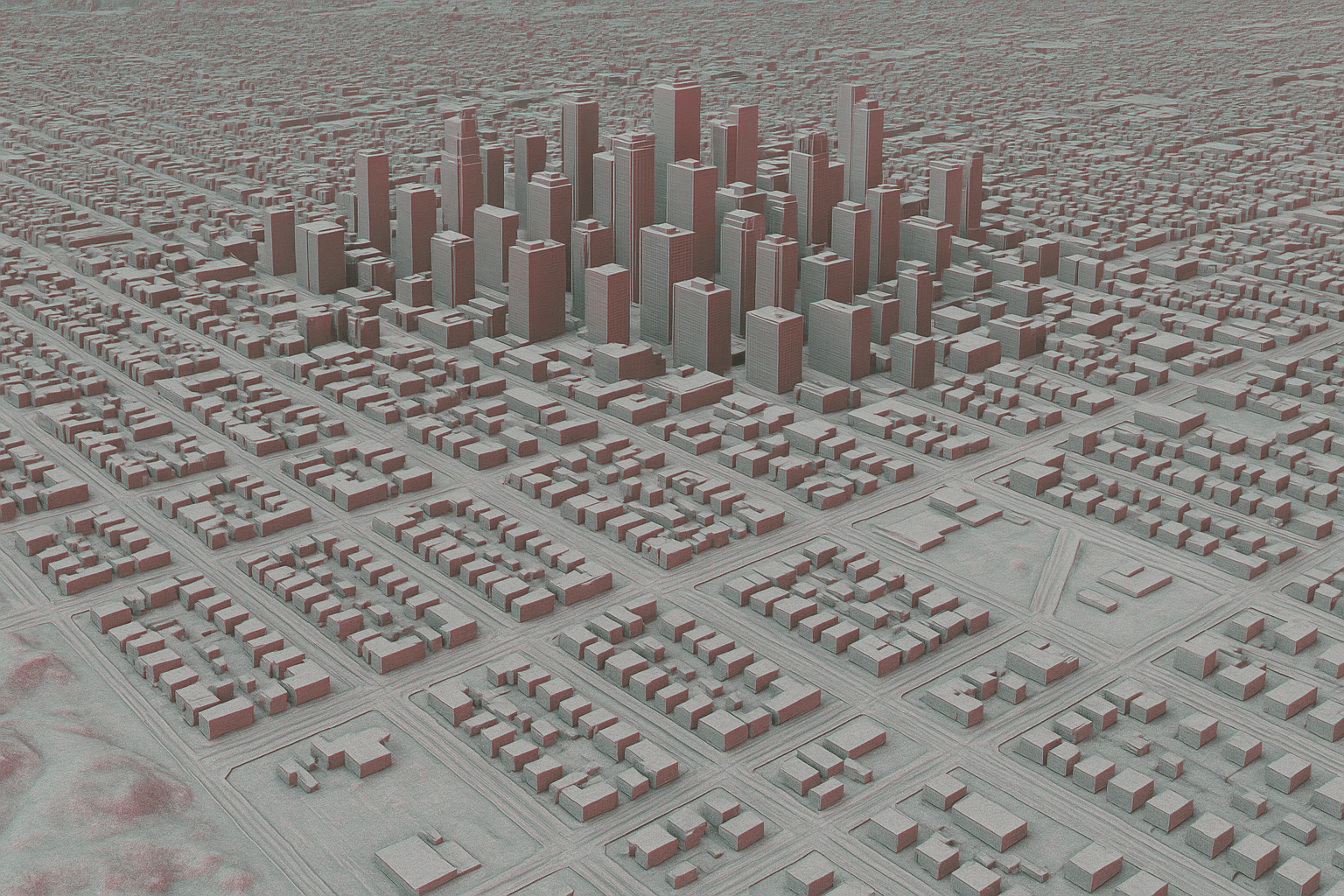 A 3D city model generated from DSM data.