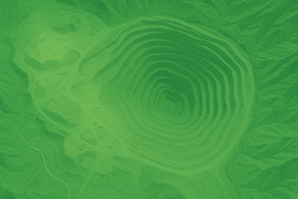 Digital terrain model of an open-pit mine showing benches and slopes