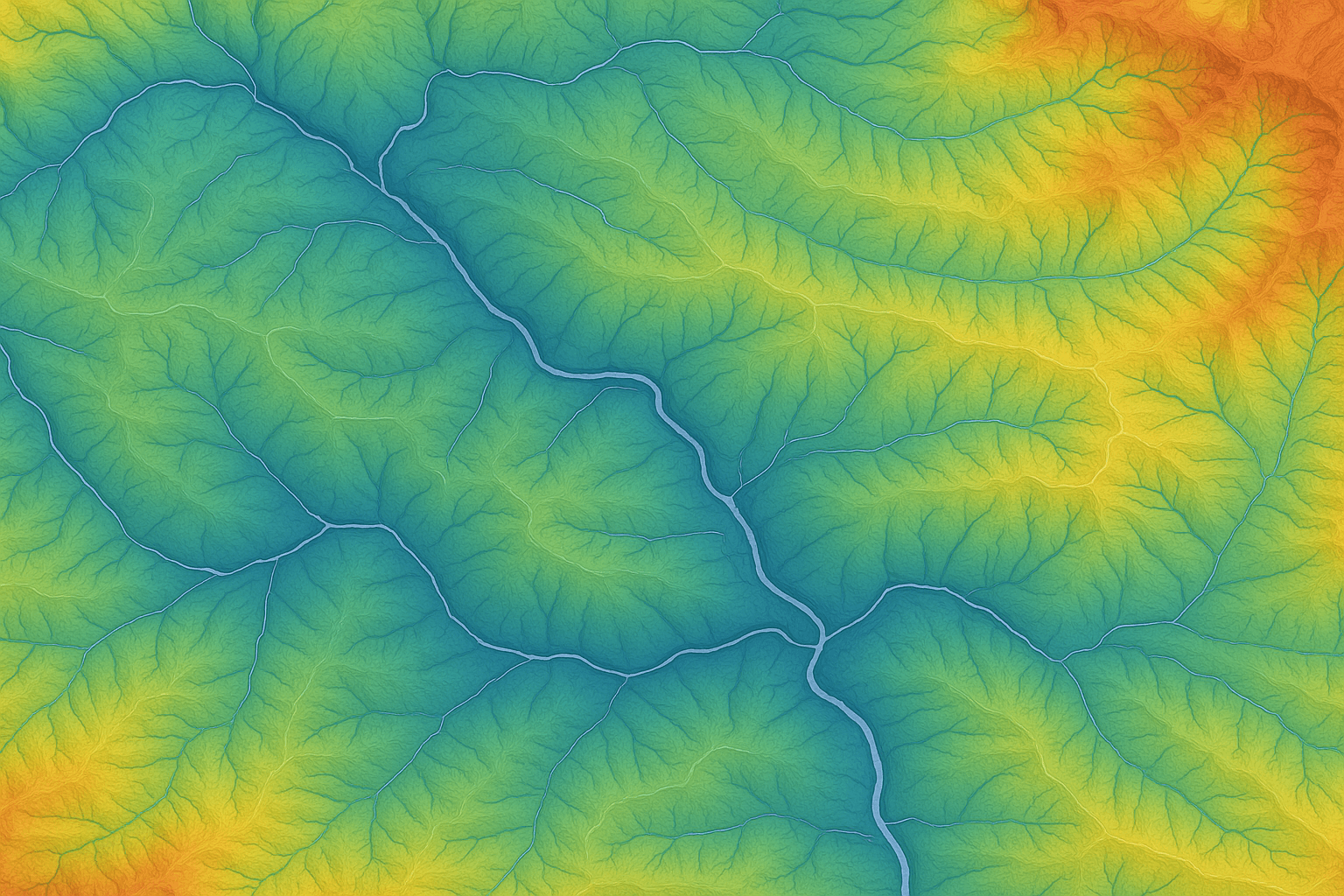 3D model of a watershed created from Digital Terrain Model data.