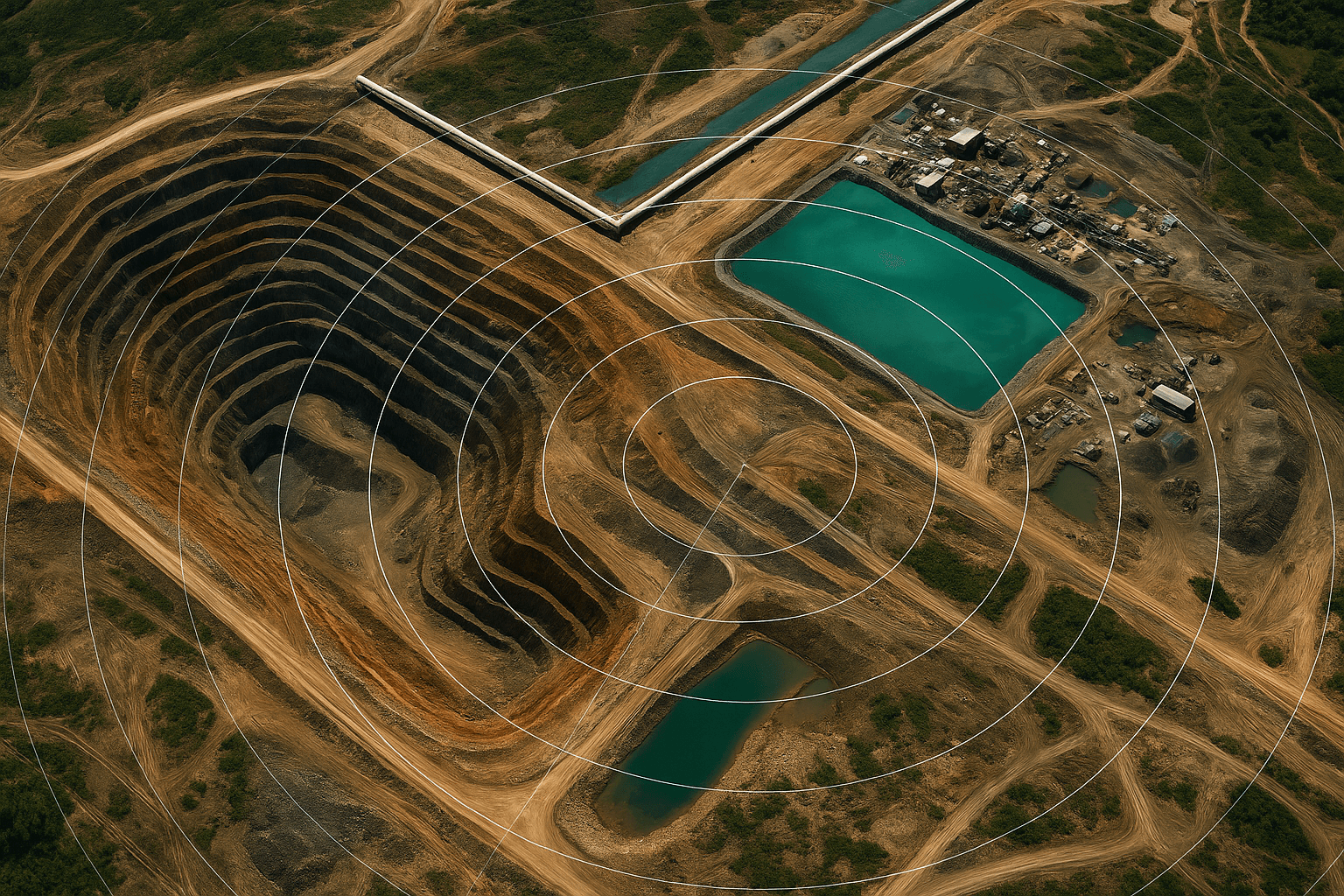 InSAR data showing deformation of a tailings dam.