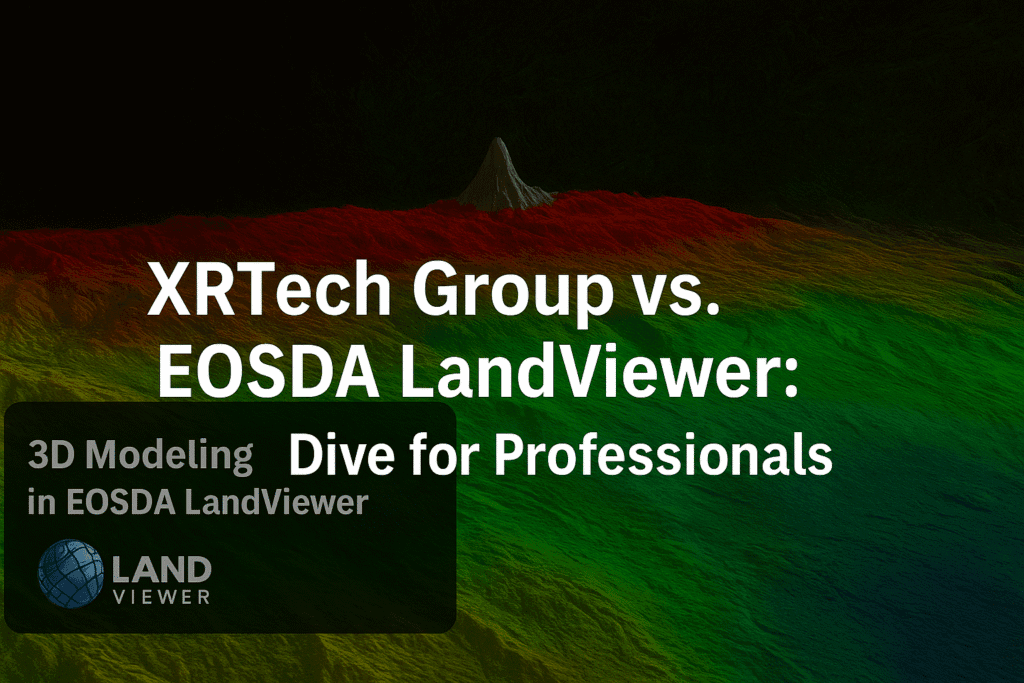 EOSDA LandViewer 3D terrain view used for elevation and terrain analysis