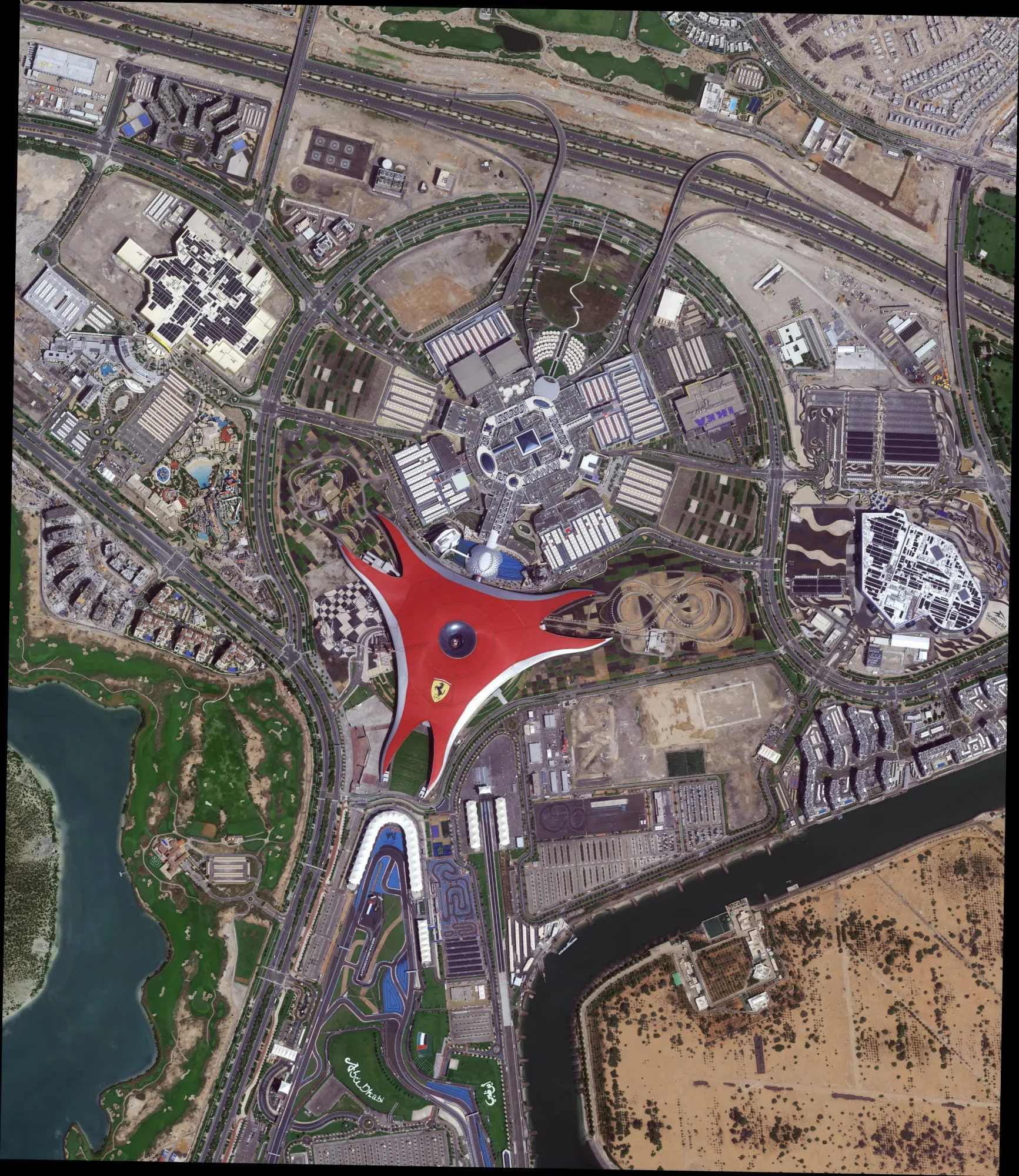 Ultra-high resolution 15cm HD satellite imagery of Abu Dhabi, UAE. This is SuperView Neo-1 imagery processed with HD enhancement to 15cm GSD. Shows individual vehicles, building details and road markings in exceptional clarity.