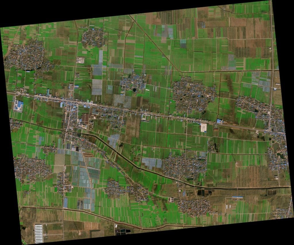 China 80cm high resolution satellite imagery sample — GF-2 optical data at 0.8m GSD for infrastructure and road mapping — buy high resolution satellite images from XRTech Group