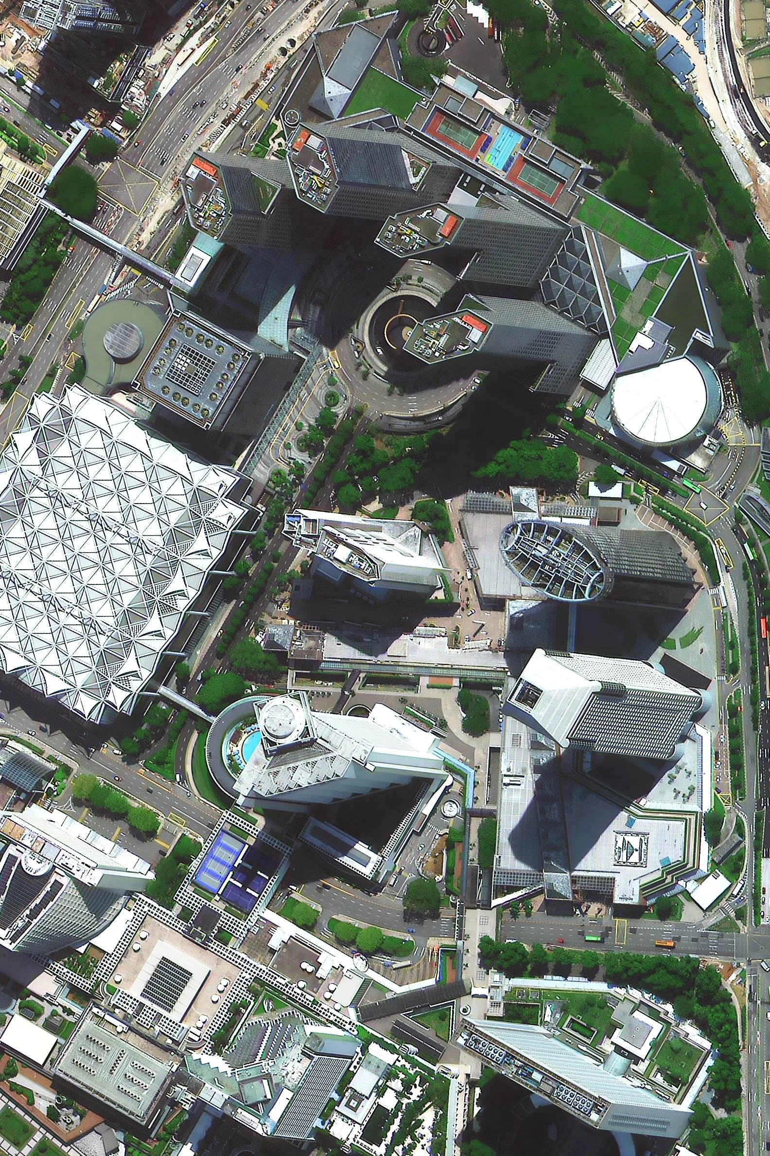 Fountain of Wealth Suntec City Singapore 30cm high resolution satellite imagery — sub-metre optical earth observation data showing landmark detail — buy satellite imagery from XRTech Group