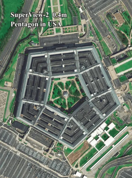 SuperView-2 satellite rendering Pentagon, USA — 0.4m very high resolution 9-band multispectral optical satellite including red edge NIR1 NIR2 bands — buy SuperView-2 satellite imagery from XRTech Group