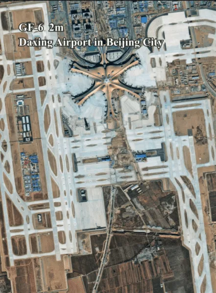 GF-6 Gaofen-6 satellite rendering Airport in China — 2m moderate resolution wide field multispectral optical satellite — buy GF-6 satellite imagery for land cover and agriculture from XRTech Group