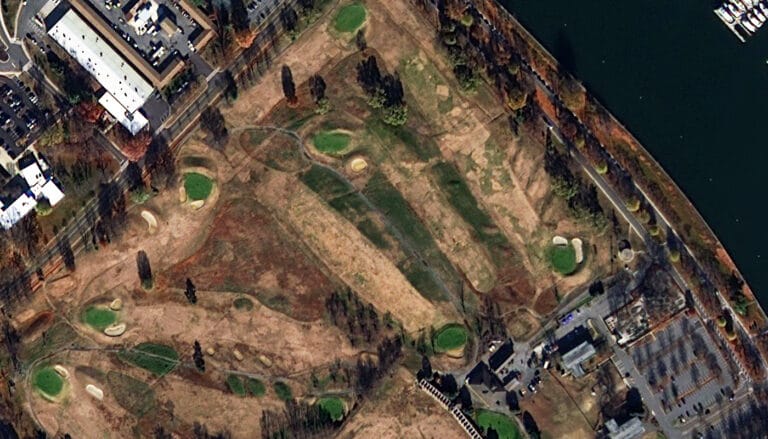 High-resolution satellite imagery of a large construction site for progress monitoring
