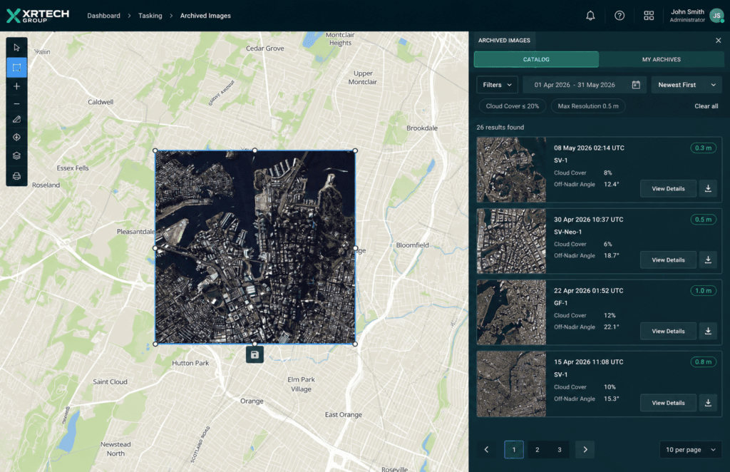 XRtech group archive imagery order portal, buy satellite imagery