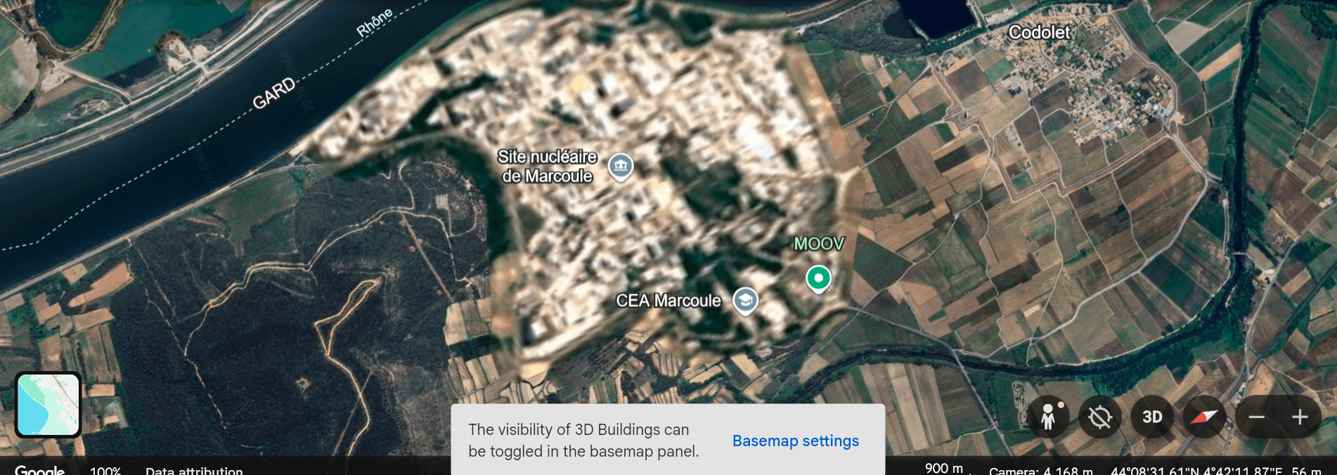 Marcoule Nuclear Site Blurred in Google earth
