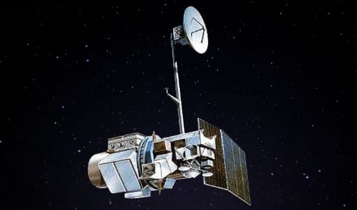 Rendering of the Landsat 4 Earth observation satellite in sun-synchronous orbit