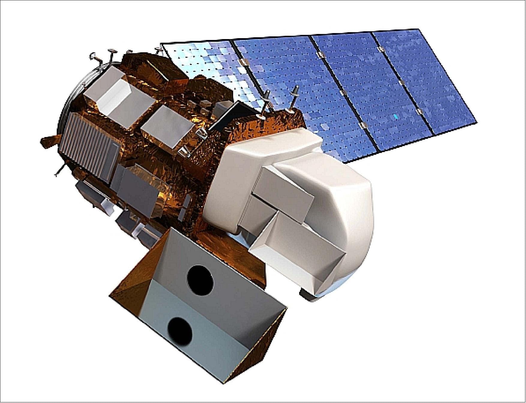 Rendering of the Landsat 8 Earth observation satellite in sun-synchronous orbit