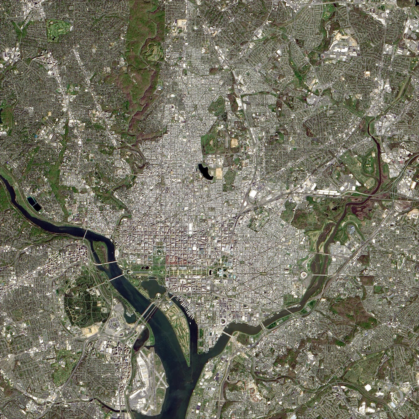 Sample Landsat 9 satellite image of the Landsat-9-satellite-imagery-Washington-DC
