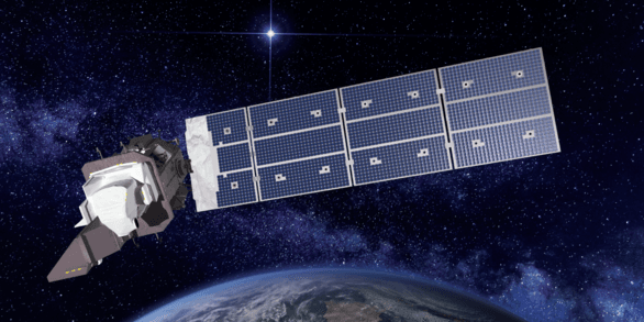 Rendering of the Landsat 9 Earth observation satellite in sun-synchronous orbit